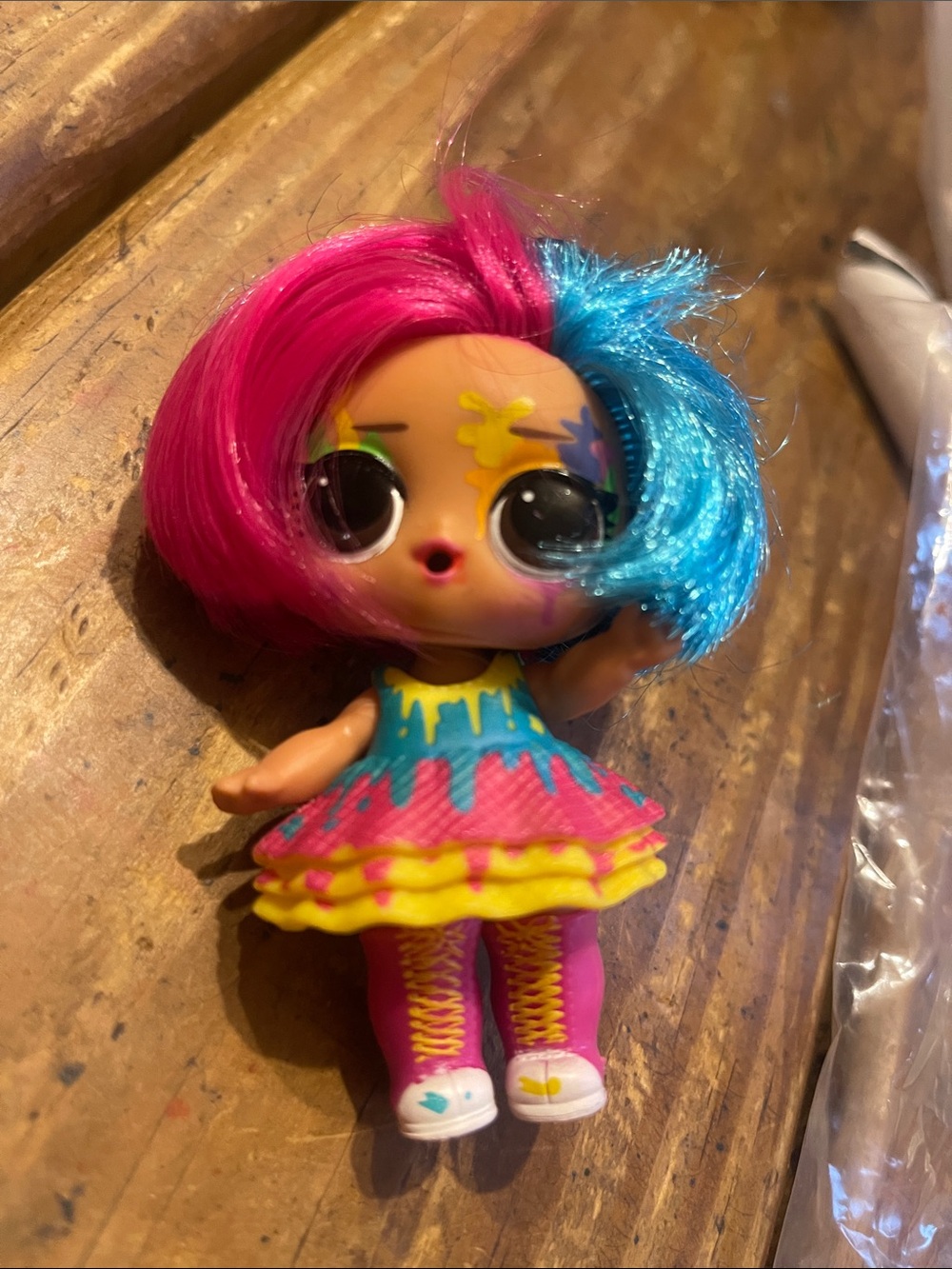 lol splat doll Colorful Pink & Blue Hair Paint-Themed Kids Doll